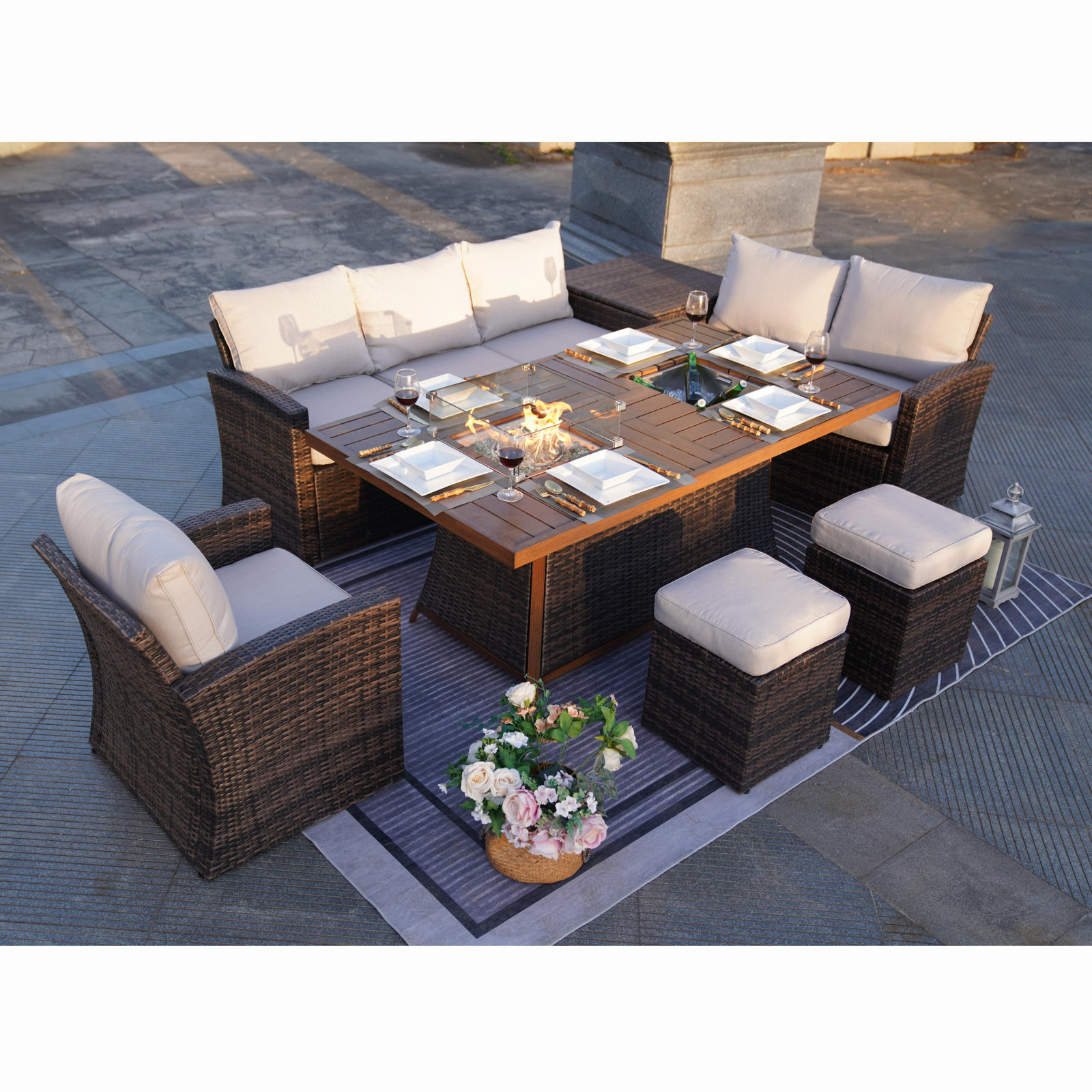 Red Barrel Studio? Winstead Polyethylene (PE) Wicker 8 - Person Seating Group with Cushions Red Barrel Studio? Winstead Polyethylene (PE) Wicker 8 - Person Seating Group with Cushions